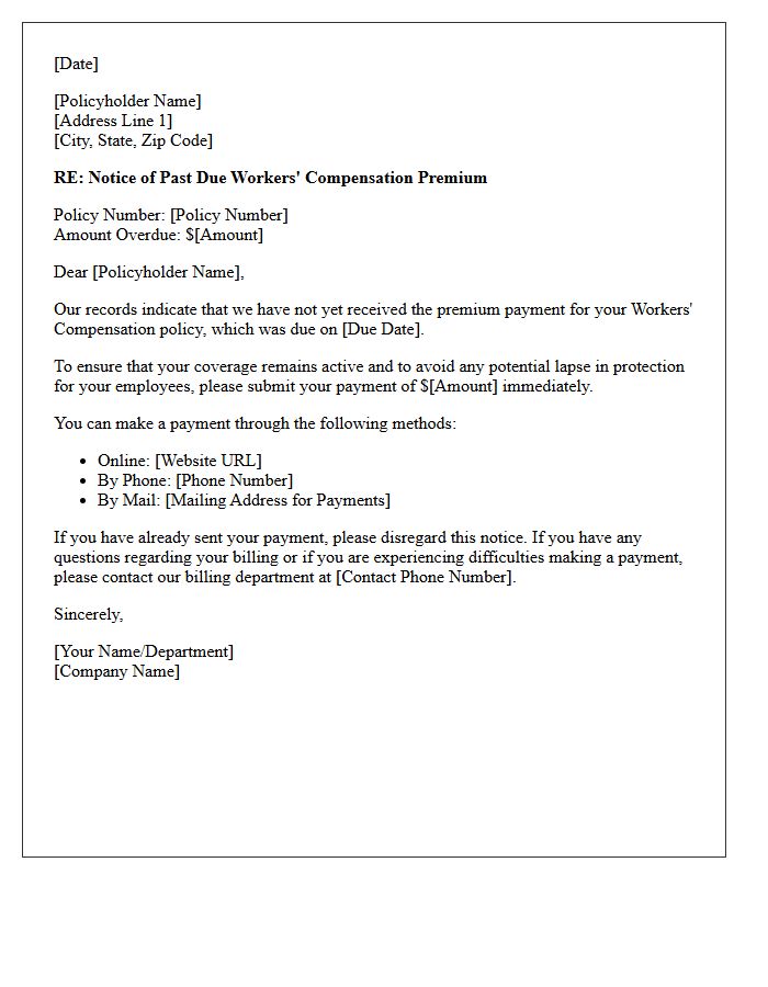 Initial Workers Compensation Premium Past Due Letter
