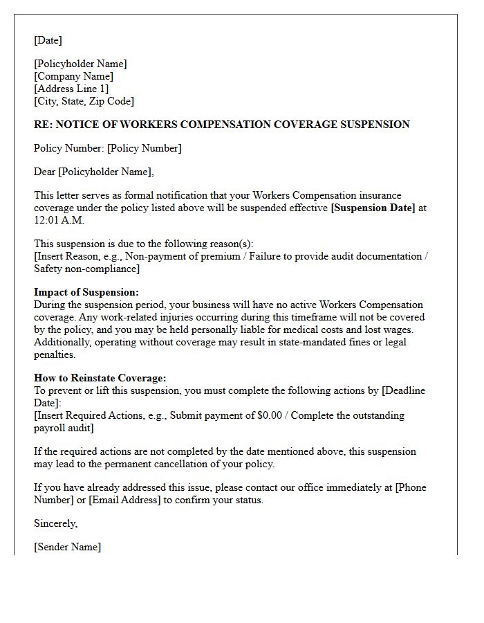 Workers Compensation Coverage Suspension Letter
