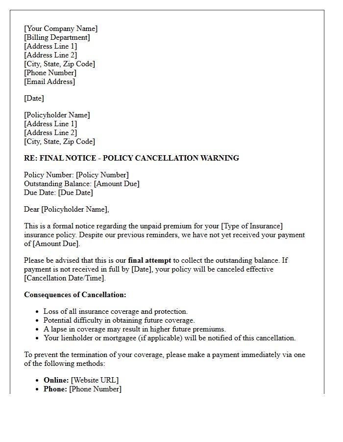 Final Attempt to Collect Outstanding Premium Letter