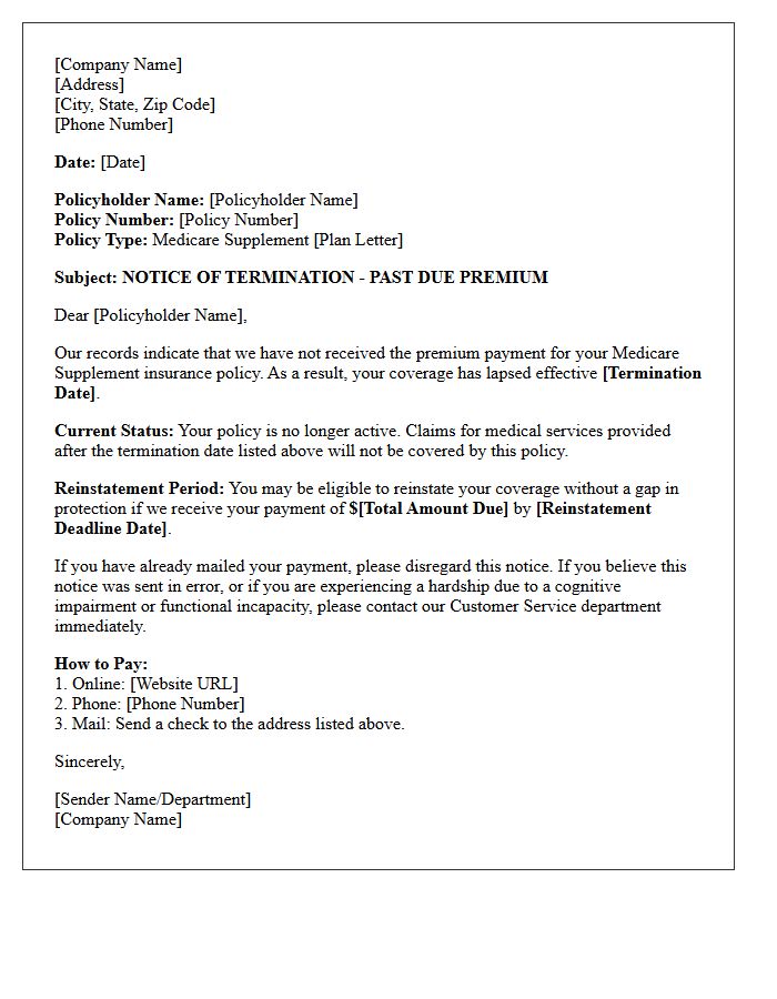 Medicare Supplement Policy Lapse Notice Letter