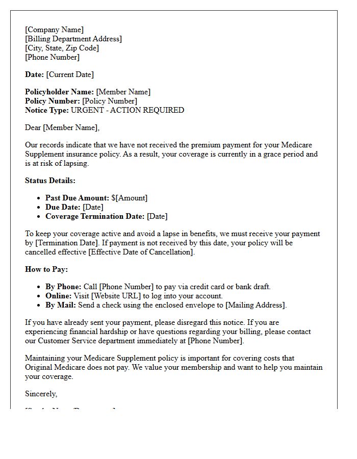 Action Required Medicare Supplement Policy Lapse Letter
