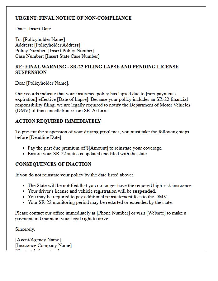 Final SR-22 Lapse And Suspension Warning Letter
