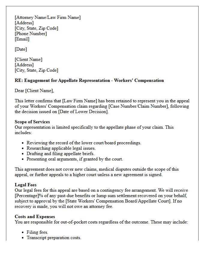 Appellate Level Workers Compensation Engagement Letter