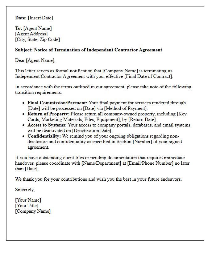 Final Independent Agent Separation Letter
