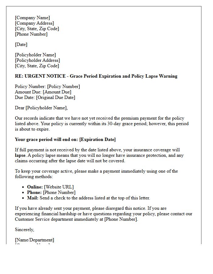 Grace Period Expiration And Lapse Warning Letter