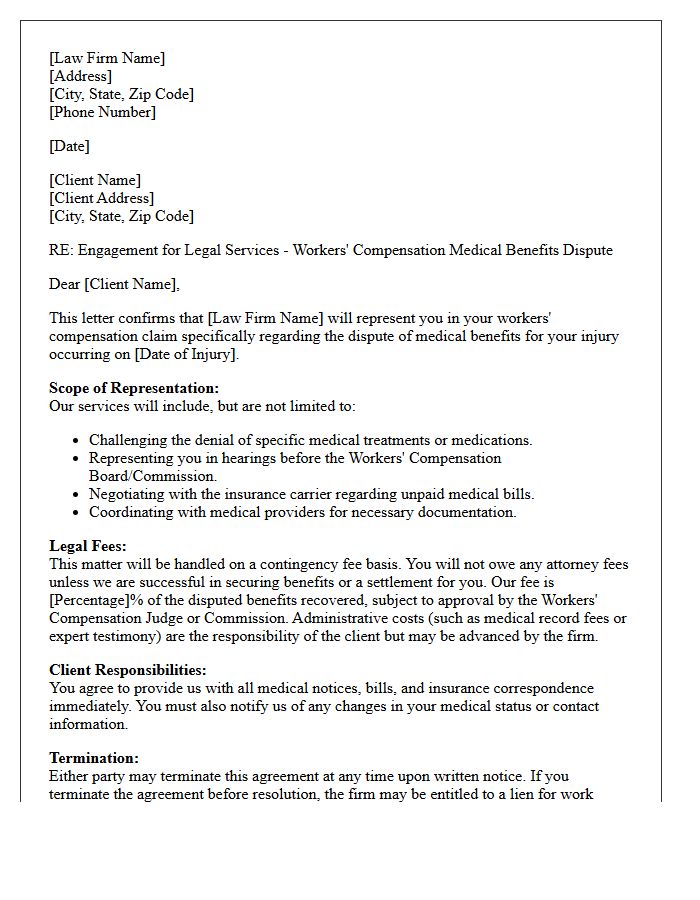Medical Benefits Dispute Workers Compensation Engagement Letter