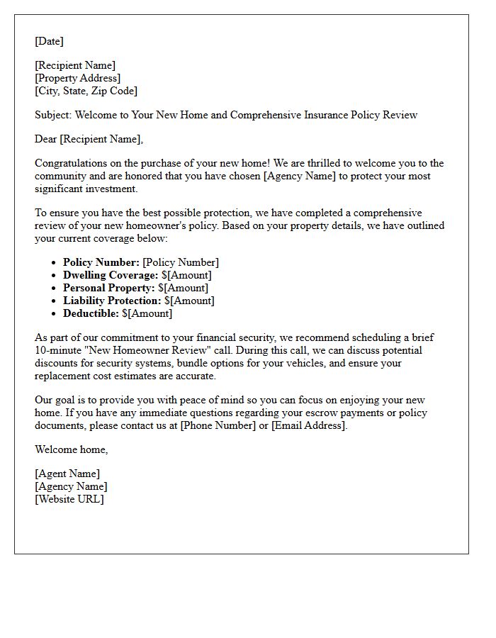 Comprehensive Policy Review and New Homeowner Welcome Letter