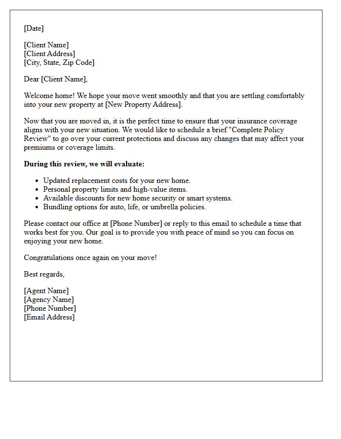 Welcome Home and Complete Policy Review Letter