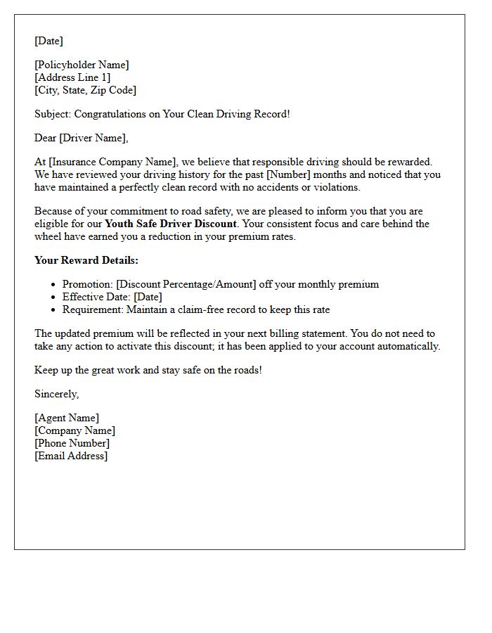 Youth Driver Clean Record Promotion Letter