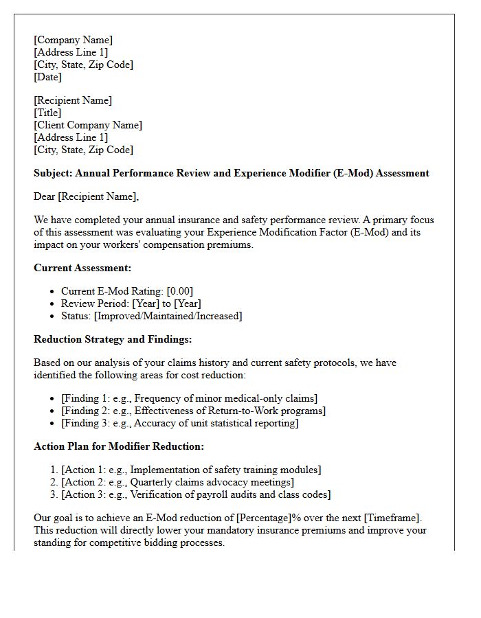 Annual Review And Experience Modifier Reduction Assessment Letter