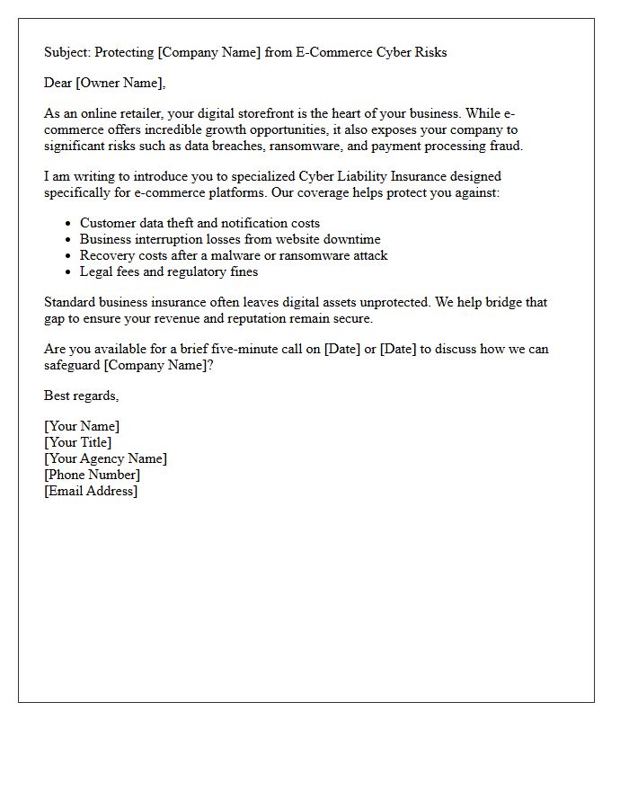E-Commerce Cyber Liability Insurance Prospecting Letter