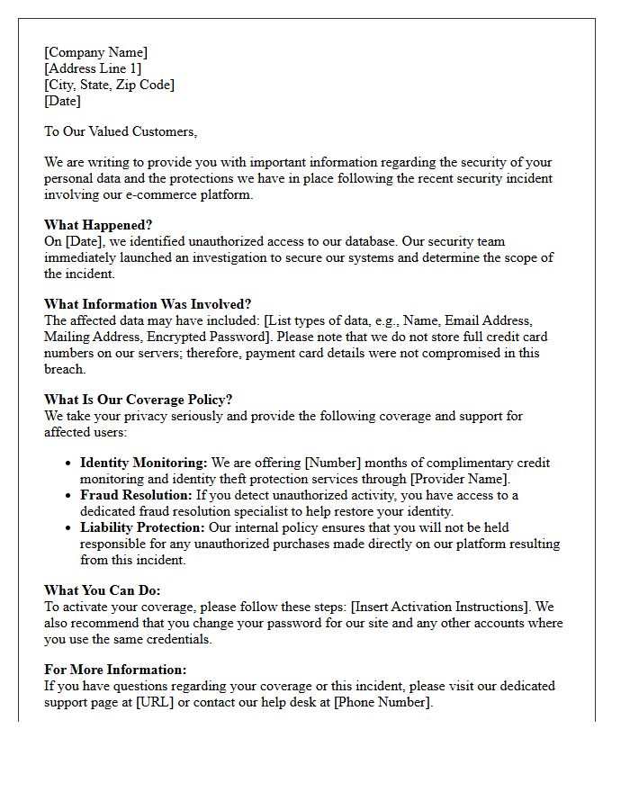 E-Commerce Data Breach Coverage Explanation Letter