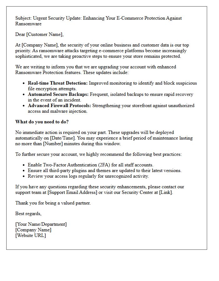 E-Commerce Ransomware Protection Upgrade Letter