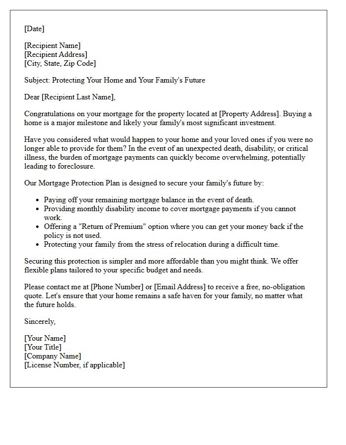 Securing Your Family Future Mortgage Protection Letter