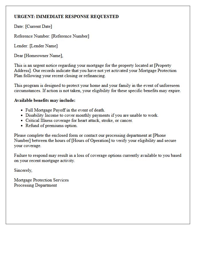 Urgent Notice Regarding Your Mortgage Protection Letter