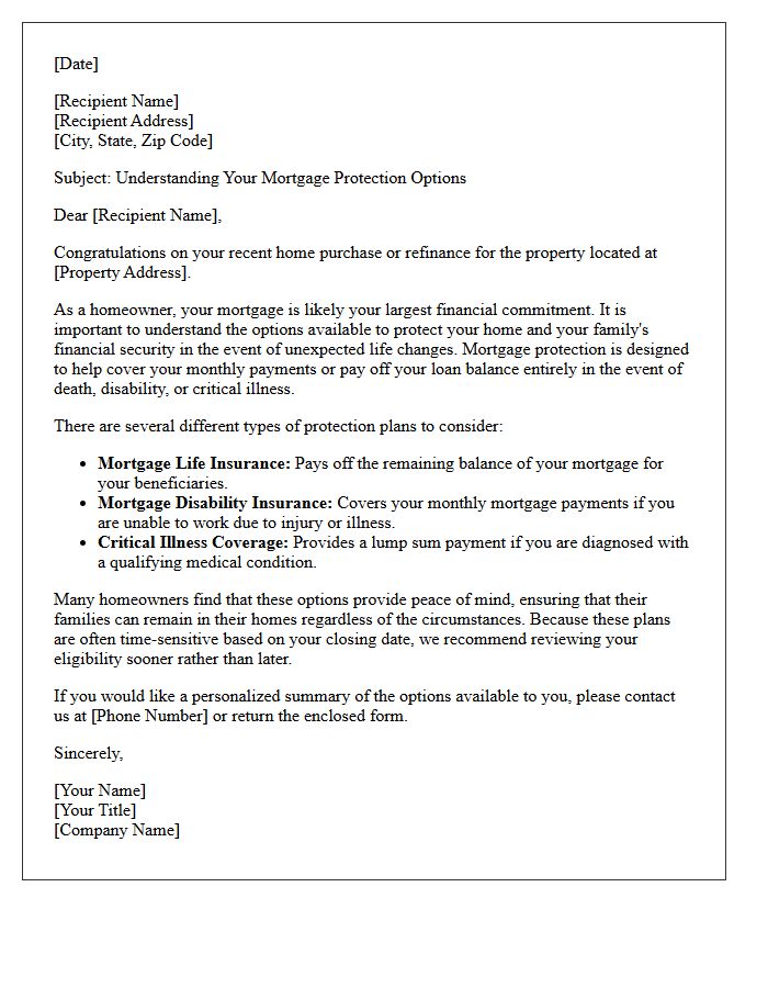 Understanding Your Mortgage Protection Options Letter