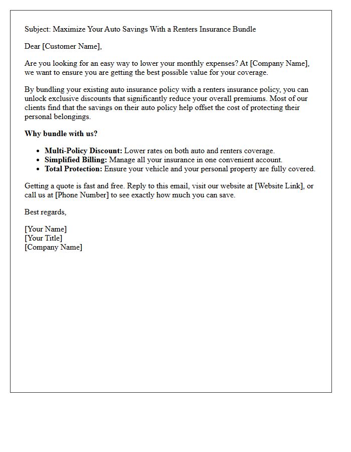 Maximize Your Auto Savings With a Renters Insurance Bundle Letter