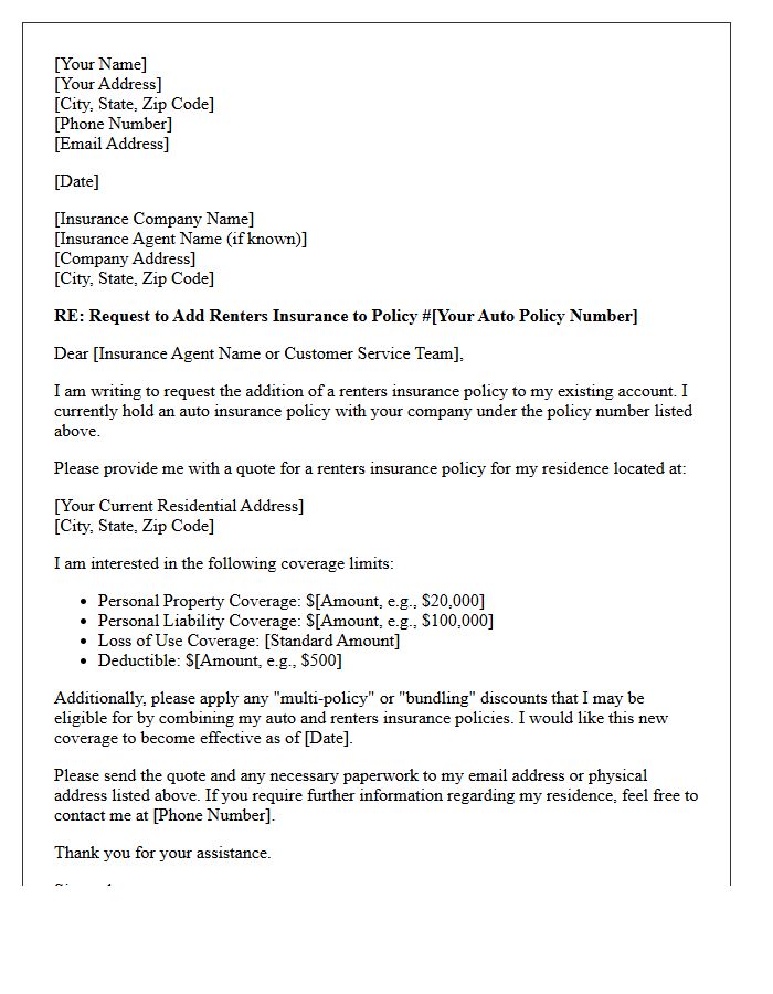 Add Renters Insurance to Your Existing Auto Policy Letter