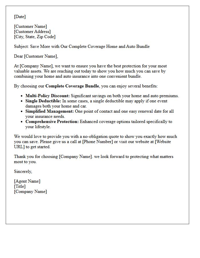 Complete Coverage Home and Auto Bundle Letter
