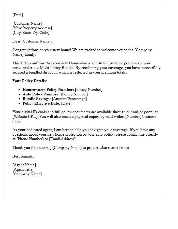 New Homeowner Auto Insurance Bundle Welcome Letter