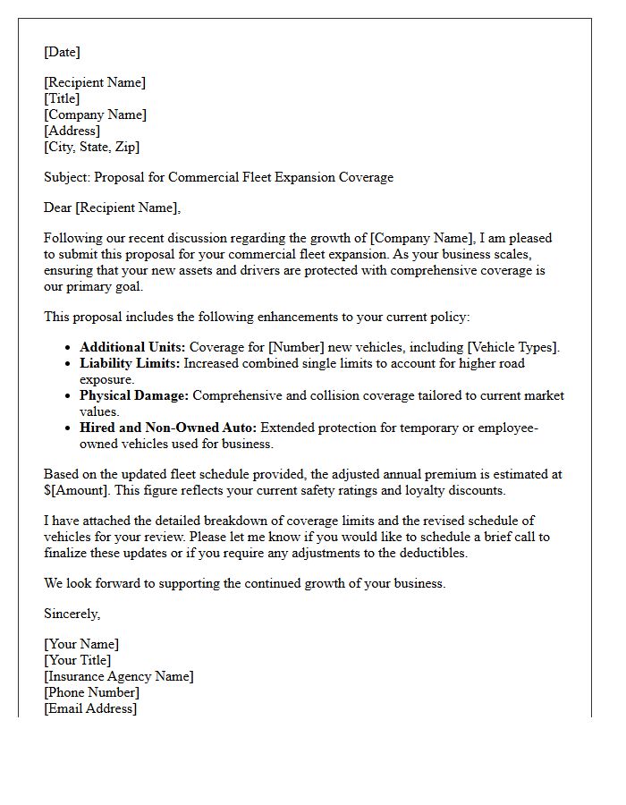 Commercial Fleet Expansion Auto Coverage Proposal Letter
