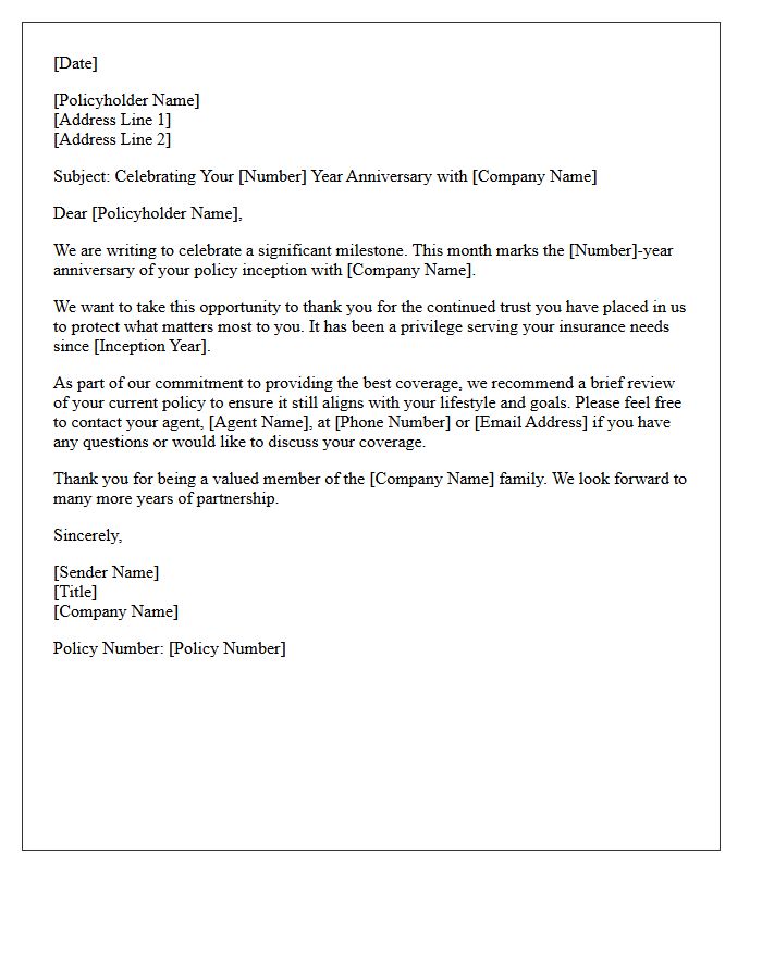 Policy Inception Milestone Anniversary Letter