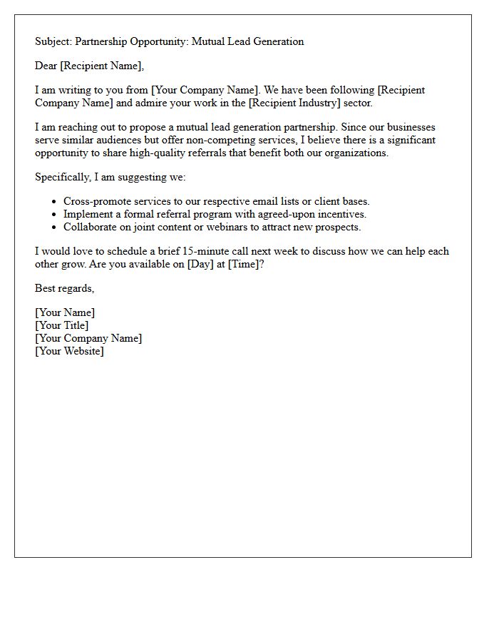 Mutual Lead Generation Partnership Introduction Letter