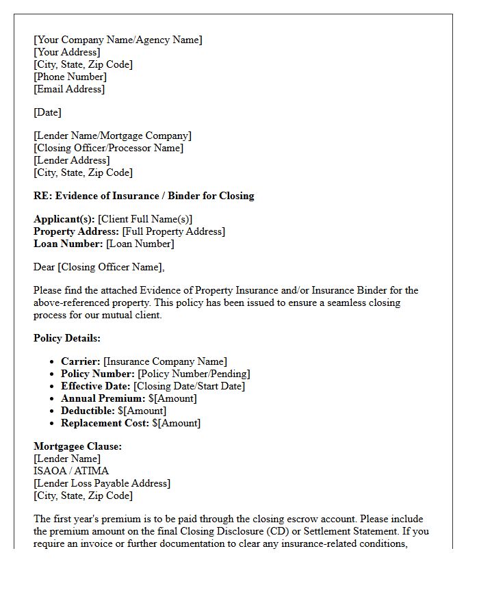 Seamless Home Insurance Closing Support Letter