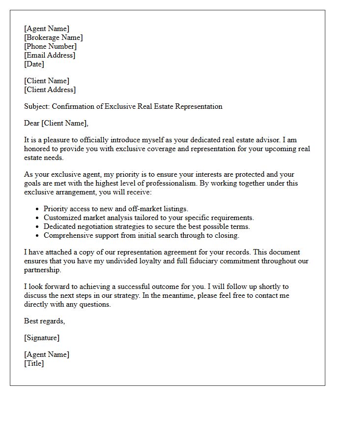 Exclusive Real Estate Client Coverage Introduction Letter