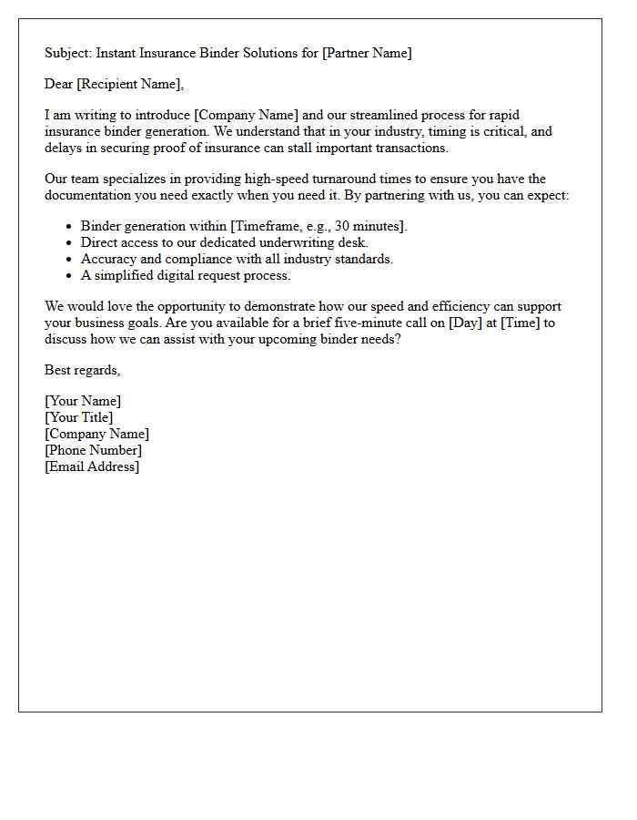 Fast Insurance Binder Generation Introduction Letter