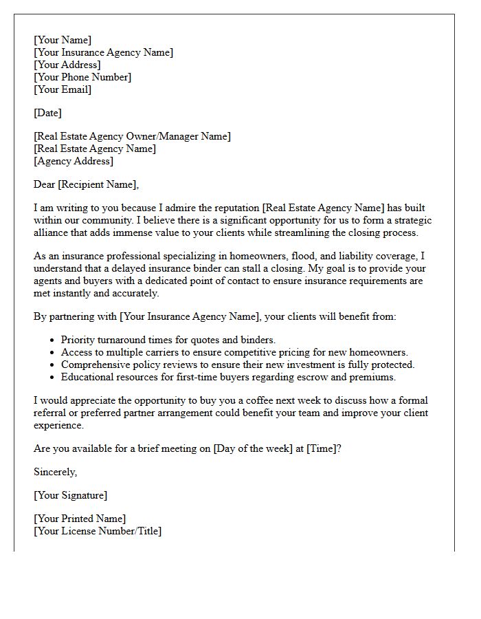 Strategic Real Estate Agency Insurance Alliance Letter