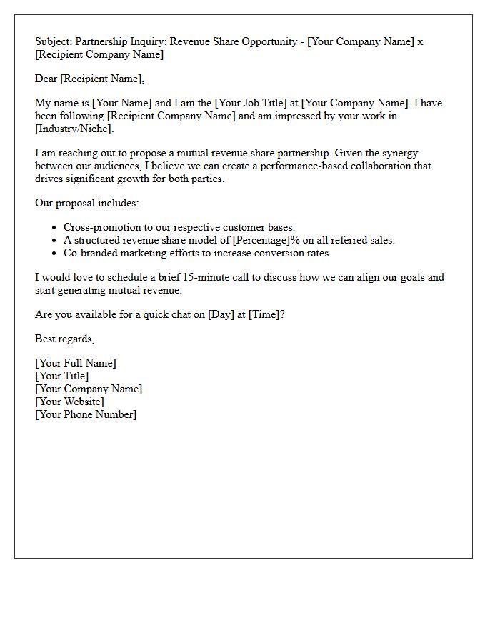 Mutual Revenue Share Partnership Inquiry Letter