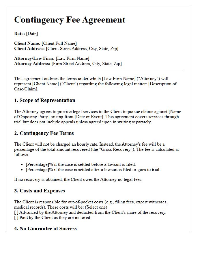 Contingency Fee Agreement Letter