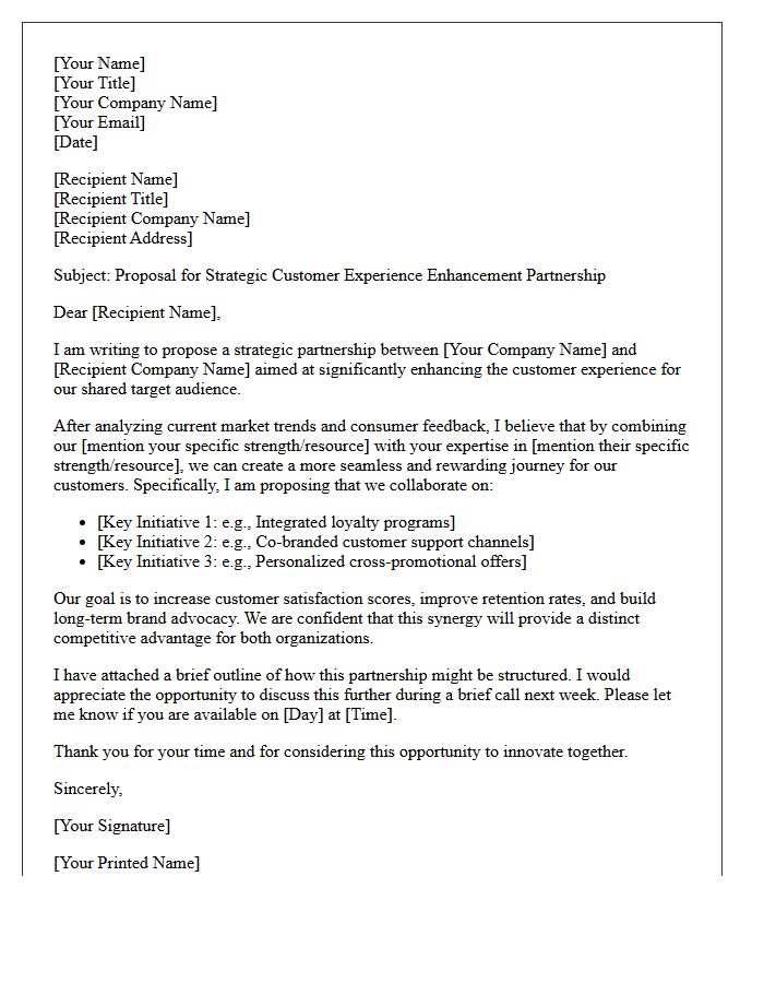 Customer Experience Enhancement Partnership Letter