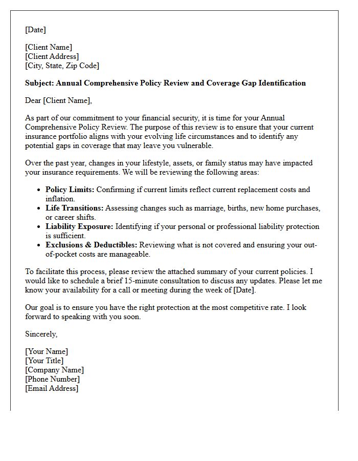 Annual Comprehensive Policy Review and Coverage Gap Identification Letter