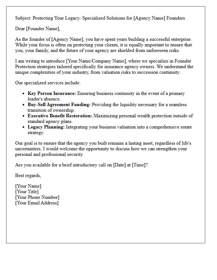 Insurance Agency Founder Protection Introduction Letter
