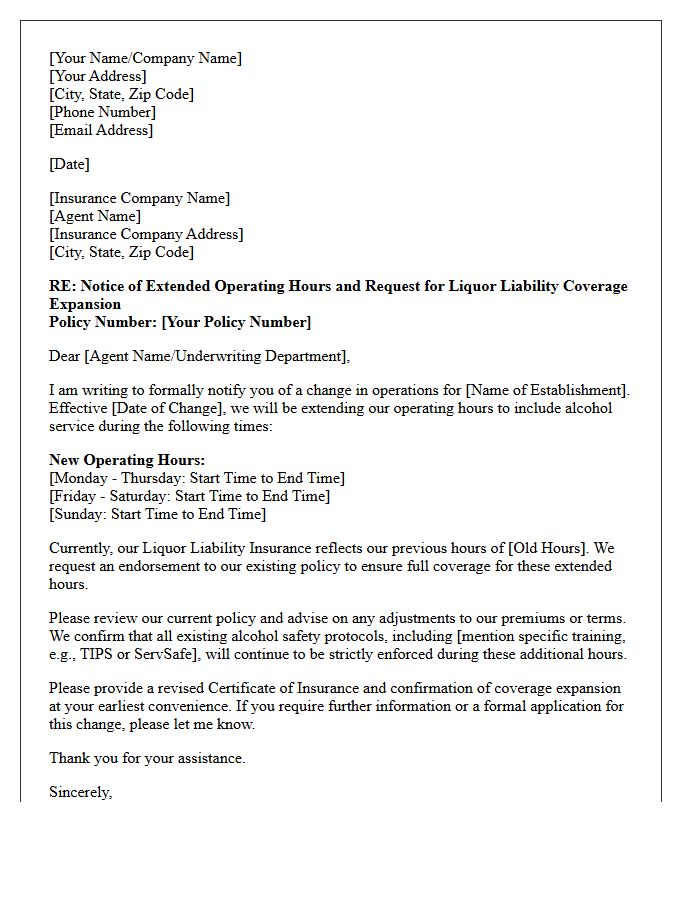 Extended Operating Hours Liquor Liability Expansion Letter