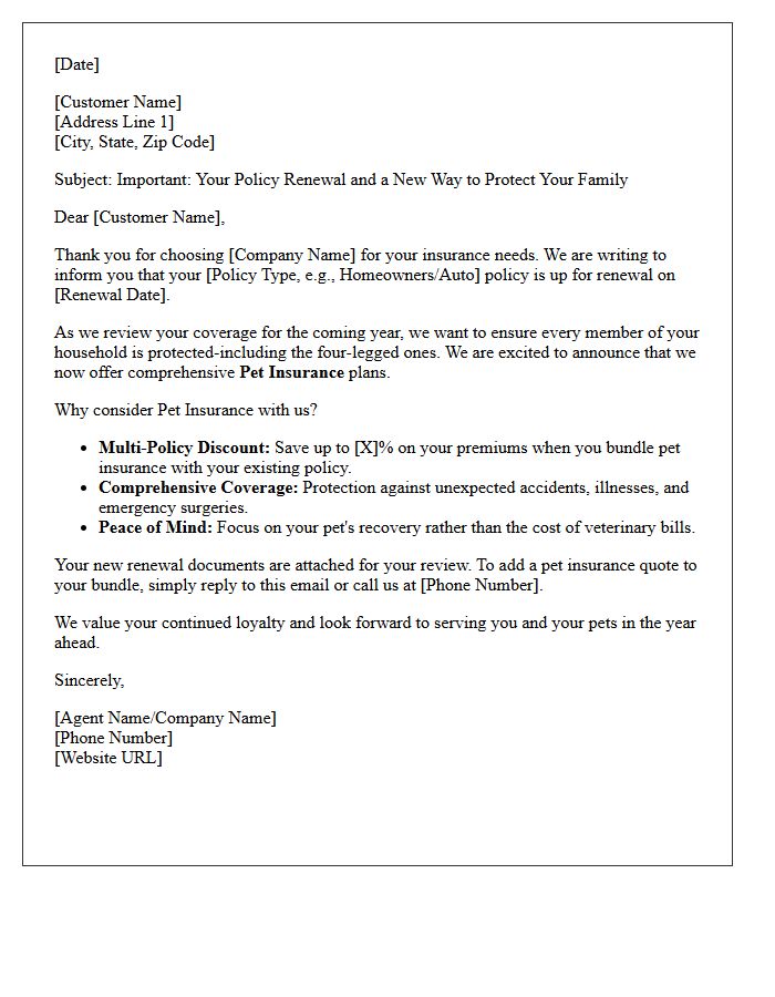 Annual Policy Renewal Pet Insurance Cross-Sell Letter