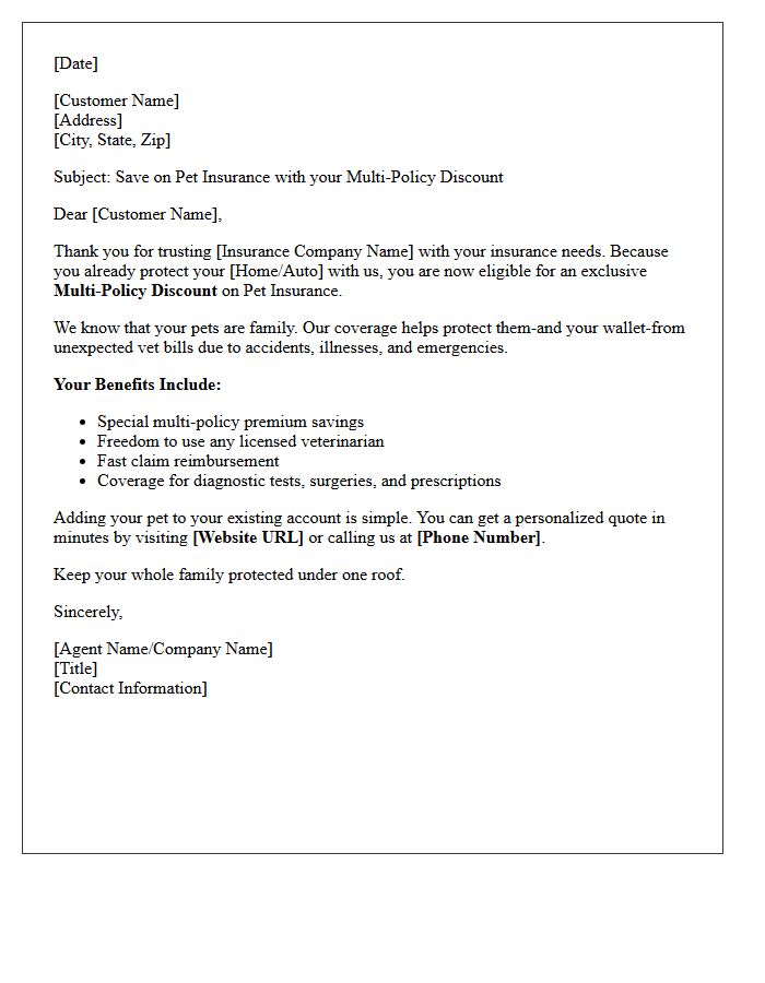Multi-Policy Discount Pet Insurance Cross-Sell Letter