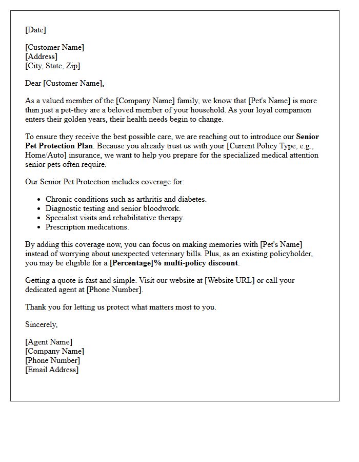 Senior Pet Protection Pet Insurance Cross-Sell Letter