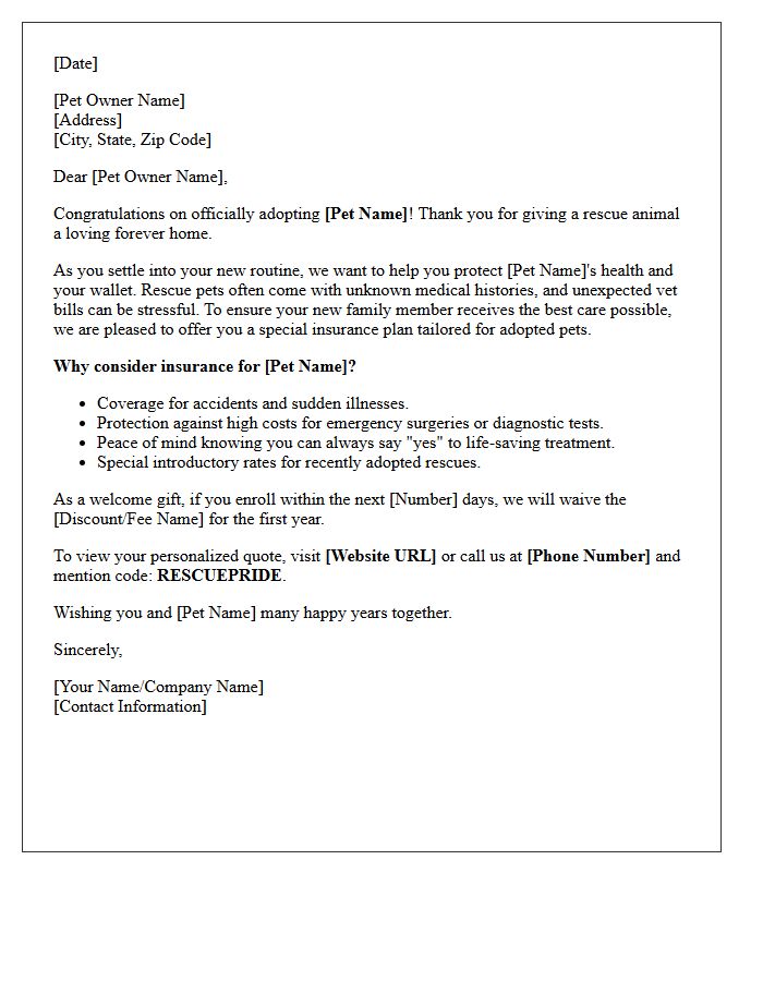 Adopted Rescue Animal Pet Insurance Cross-Sell Letter