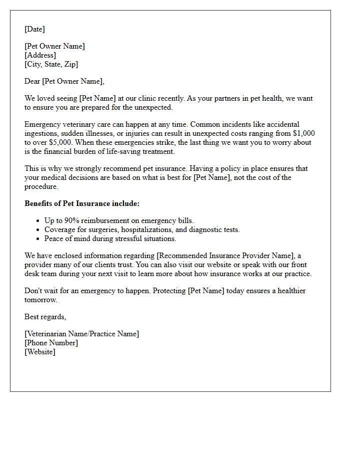Emergency Vet Cost Awareness Pet Insurance Cross-Sell Letter