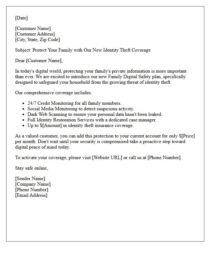 Family Digital Safety Identity Theft Coverage Promotion Letter