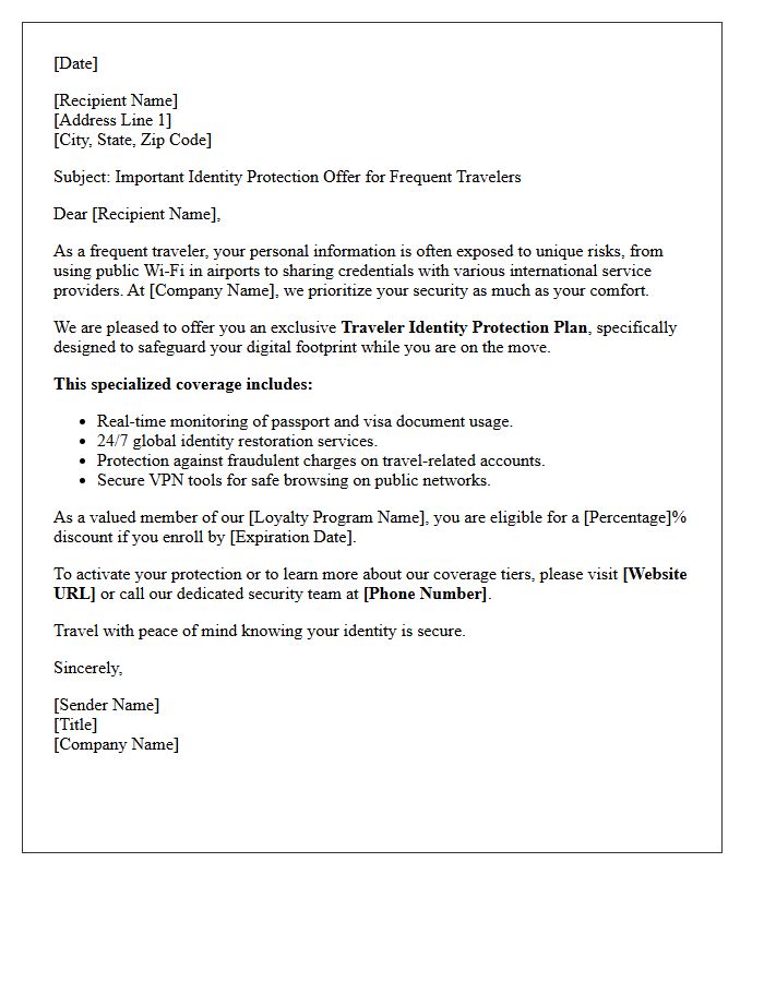 Frequent Traveler Identity Risk Protection Offer Letter