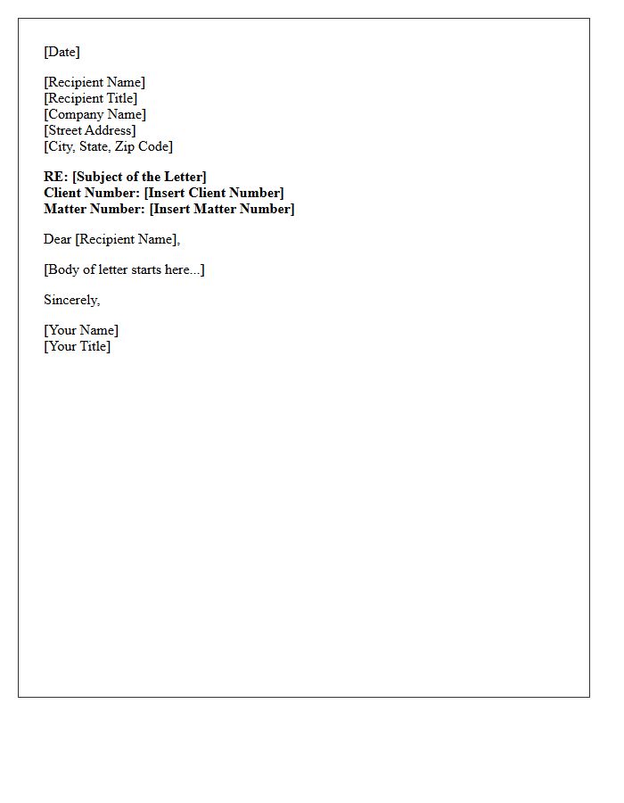 Letter Reference Line With Client And Matter Number