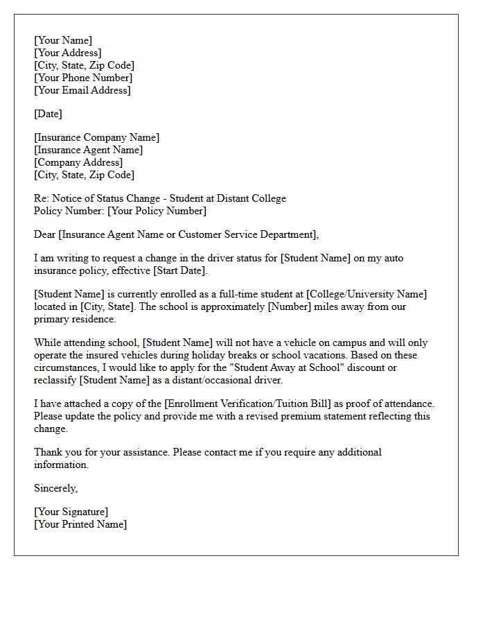 Distant College Driver Status Change Letter