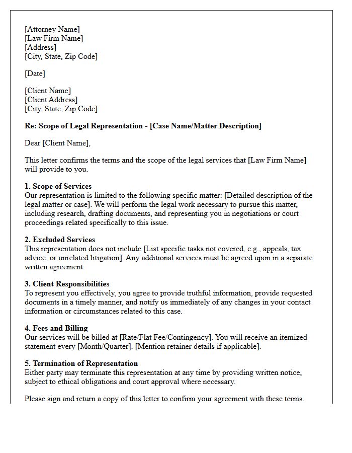 Scope of Representation Letter