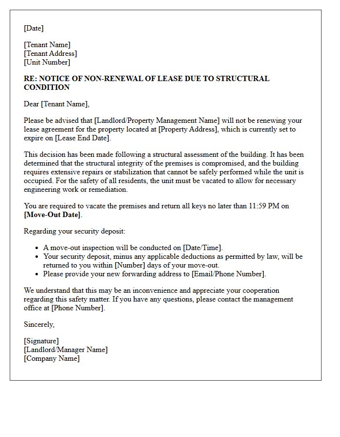 Compromised Structural Integrity Non-Renewal Letter