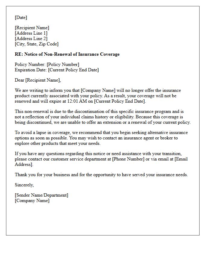 Discontinued Coverage Non-Renewal Information Letter