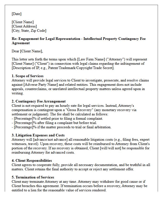 Intellectual Property Contingency Fee Representation Engagement Letter